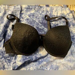 VS PINK black leapord print lace push up bra